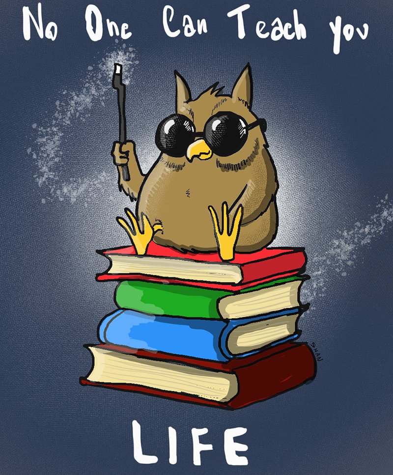 Mary_Shan_'s tweet photo. No one can teach you life. #quoodle #quote #sketch #drawing #doodle #art #2d #cartoon #funny #life #owl https://t.co/dRJx7Ejd79