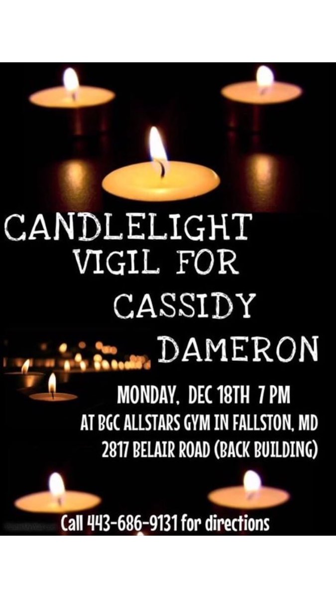 CMWJCC's tweet photo. There is a vigil happening for Cassidy Dameron on the 18th. Wear blue, her favorite color. Everyone is welcome.💙 https://t.co/i0nnvq60GL