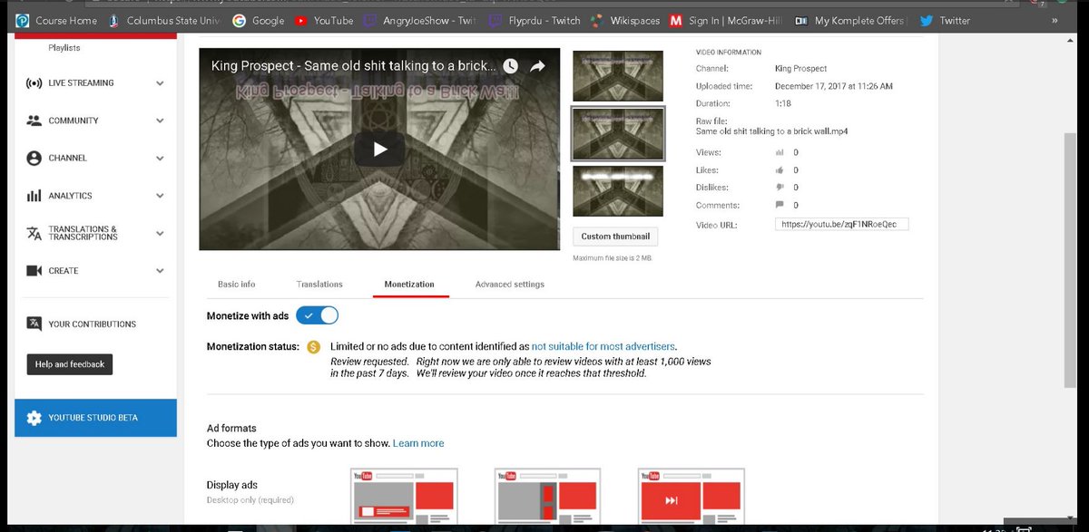 KnowLords's tweet image. YouTube has censored my video and deemed it inappropriate for ads. They also will not manually review the vid until 1000 views. Amazing the double standards. Also, I did not put my video upside down or change the words. This is another policy to fuck over the small channels.