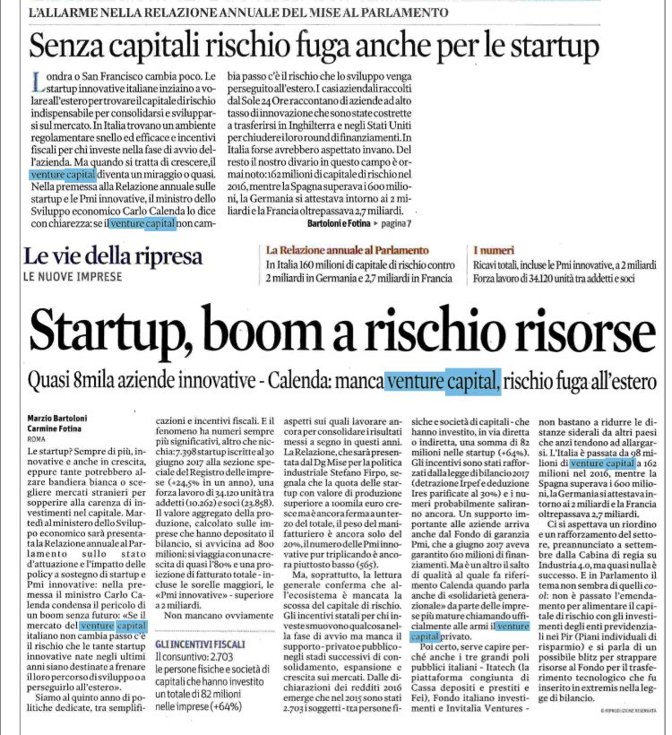 salvomizzi's tweet photo. Senza capitali coraggiosi, giovani e #startups a rischio esodo. @CarloCalenda certifica anno zero #venturecapital come #emergenzanazionale - meno policy più fatti (🇮🇹 si salva per via 🇪🇺) https://t.co/g0q1t6cflT