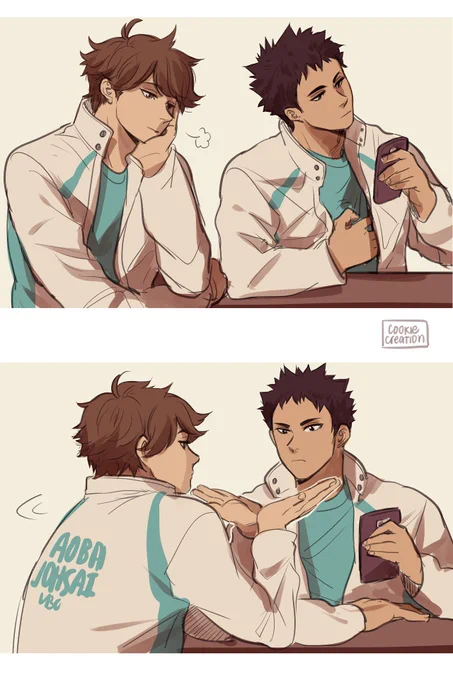 Iwa sometimes plays along w oikawa's antics and it surprises him #haikyuu #iwaoi 