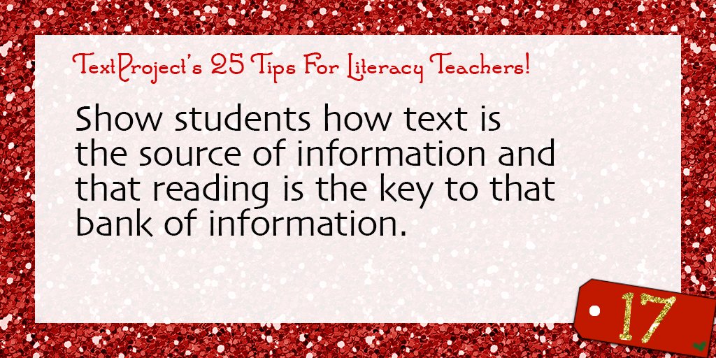 freddyreads's tweet photo. Text is the source of info and #reading is the way to gain access to that info. #TextProject25Tips #classroom https://t.co/aVJan5jrsB https://t.co/t0r3qOkV5N
