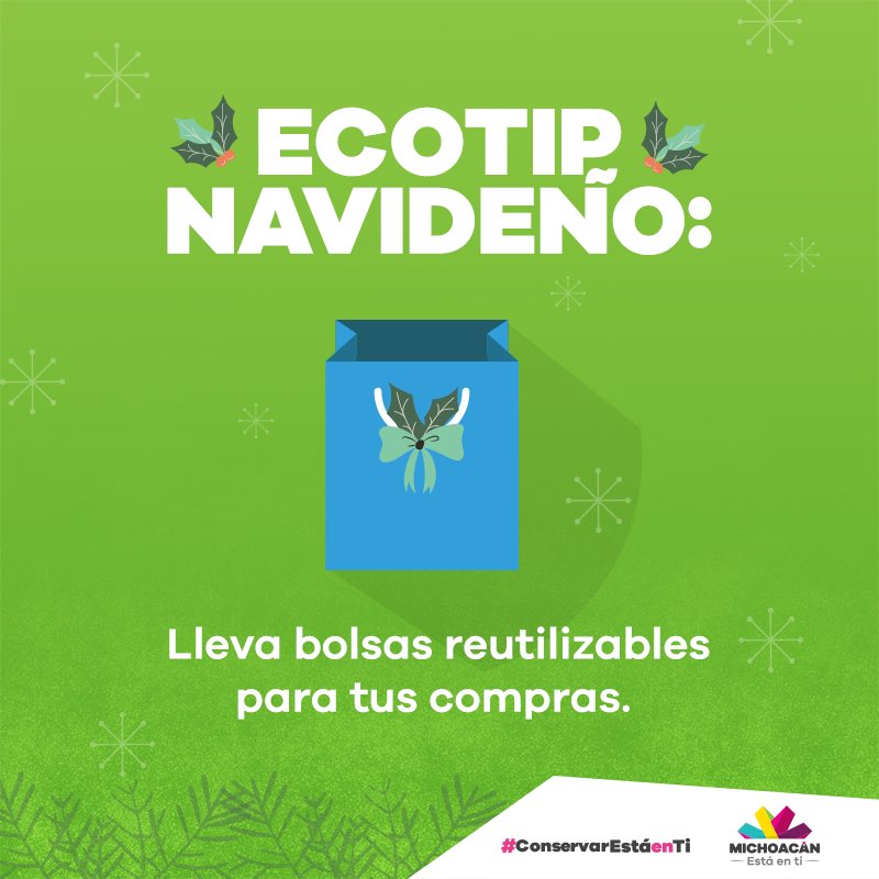 En esta Navidad ayudemos a disminuir residuos que dañan el medio ambiente reutilizando las bolsas para tus regalos y compras. #ConservarEstáenTi