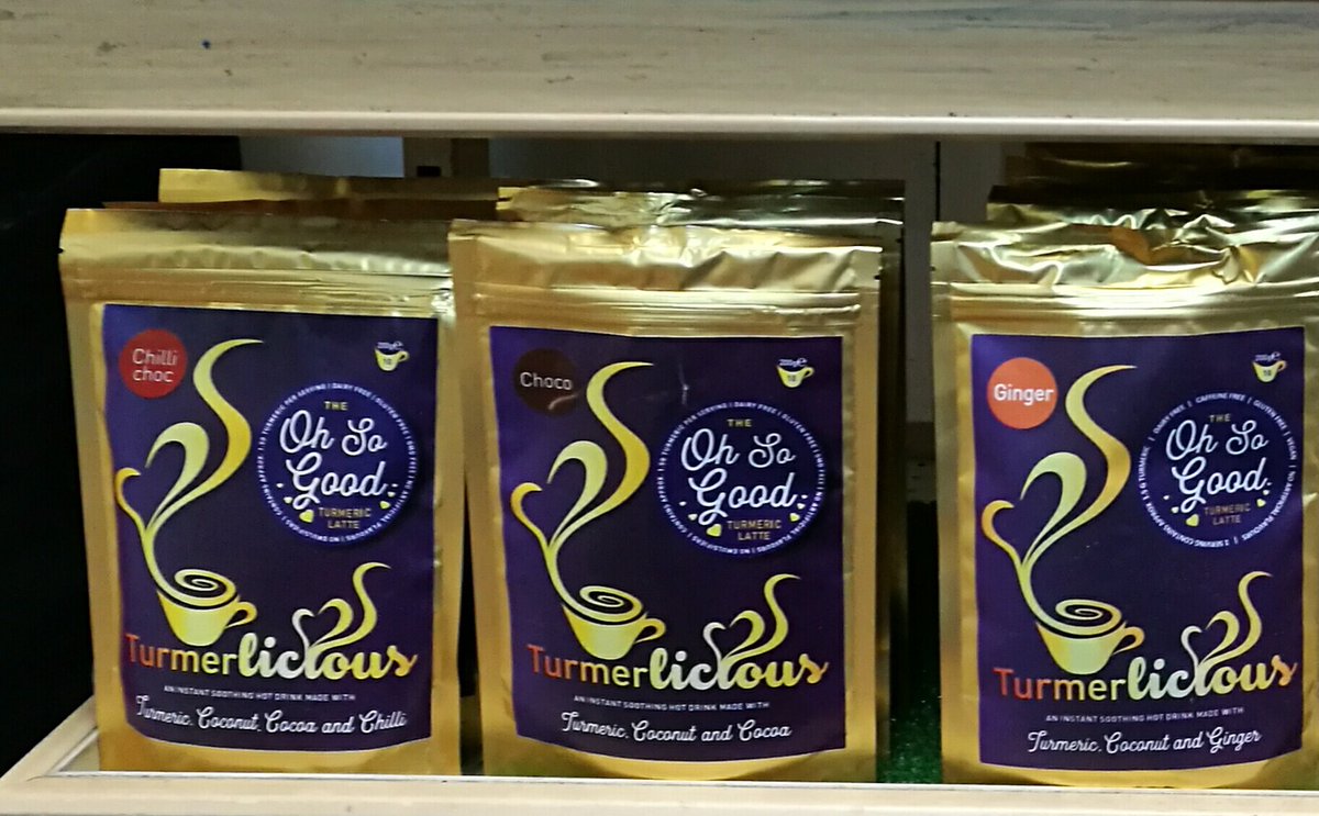 5adayFresh's tweet photo. #turmeric #latte #turmerlicious #healthydrink #ginger #vanilla #choco #chillichoc #dairyfree #caffeinefree #glutenfree #singleserving #200gpack if you haven't already tried this drink, #Turmerlicious available at #5adaystalybridge #Melbournestreet Cheshire #Tameside https://t.co/QBU7x9t5EY