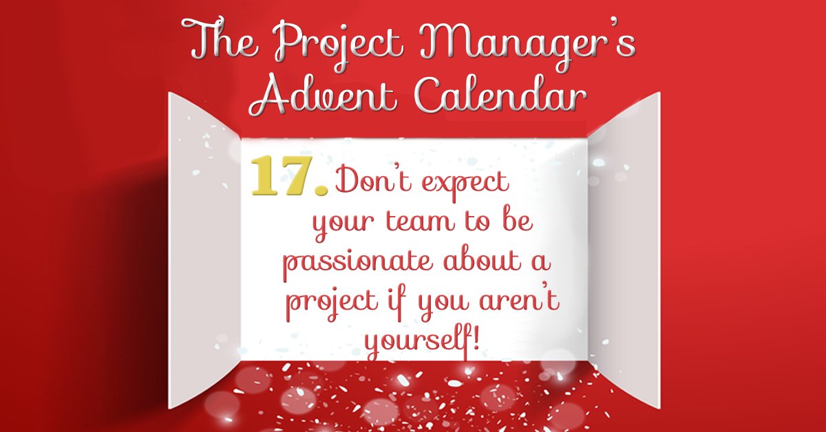 prince2blog's tweet photo. It's no use trying to #motivate a #team about a project if you don't seem passionate about it yourself. Even feigning #enthusiasm can help them out, and you may end up #encouraging yourself to feel more #positive about it!
#ProjectAdvent #ProjectManagement #PMOT #Leadership https://t.co/0X2Ftlqcvz