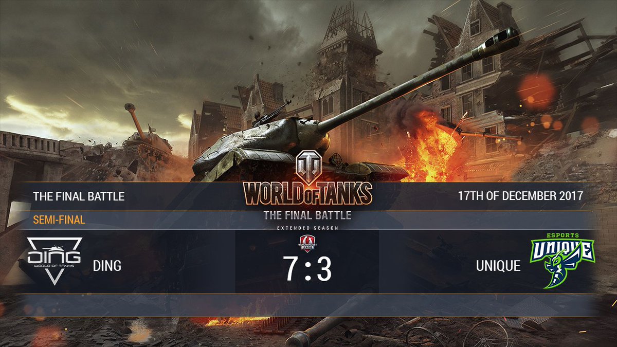 We know the first finalist of the Final Battle! Congrats to <a href="/DiNG_WoT/">DiNG WoT</a> ! Now onto the second semi-final: Oops vs Tornado Energy! Will we have an all-European Final or it's too early for an EU Team to defeat CIS...