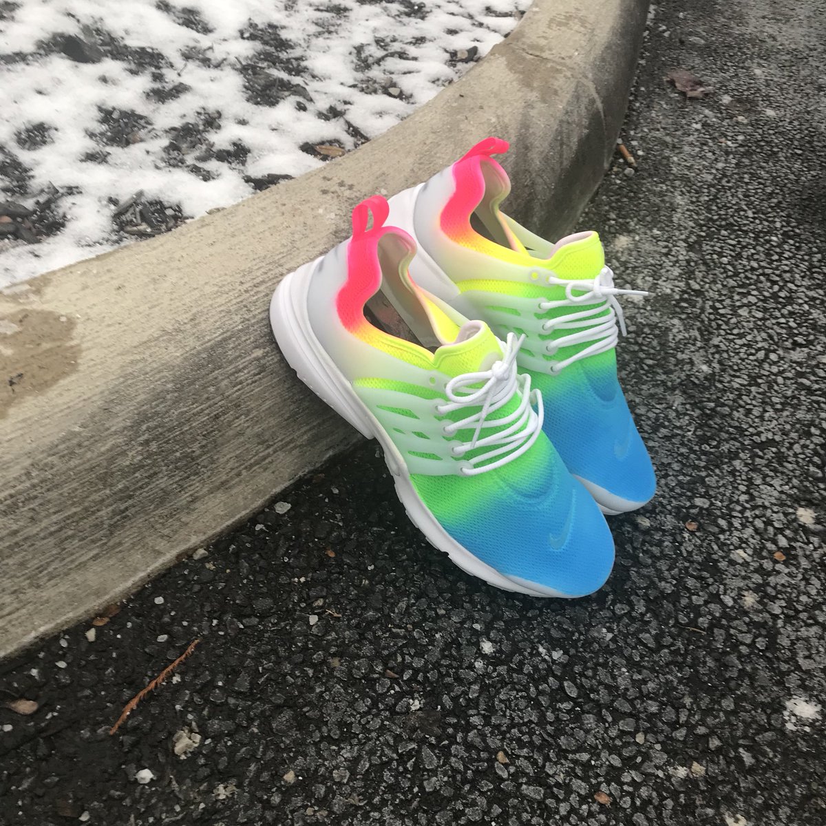 QuesCustoms's tweet photo. Rainbow🌈 Prestos  @angelusdirect @angelusshoepolish @featuredfootwear @soleprotector @aceofcustoms @solelysneakers @jordandepot @featuredcustoms @nonstopsoles #xchasemaccini #nonstopsoles #angelusdirect #angelusshoepolish #soleprotector #featuredfootwear #QuesCustoms https://t.co/gBEHDoRXr7