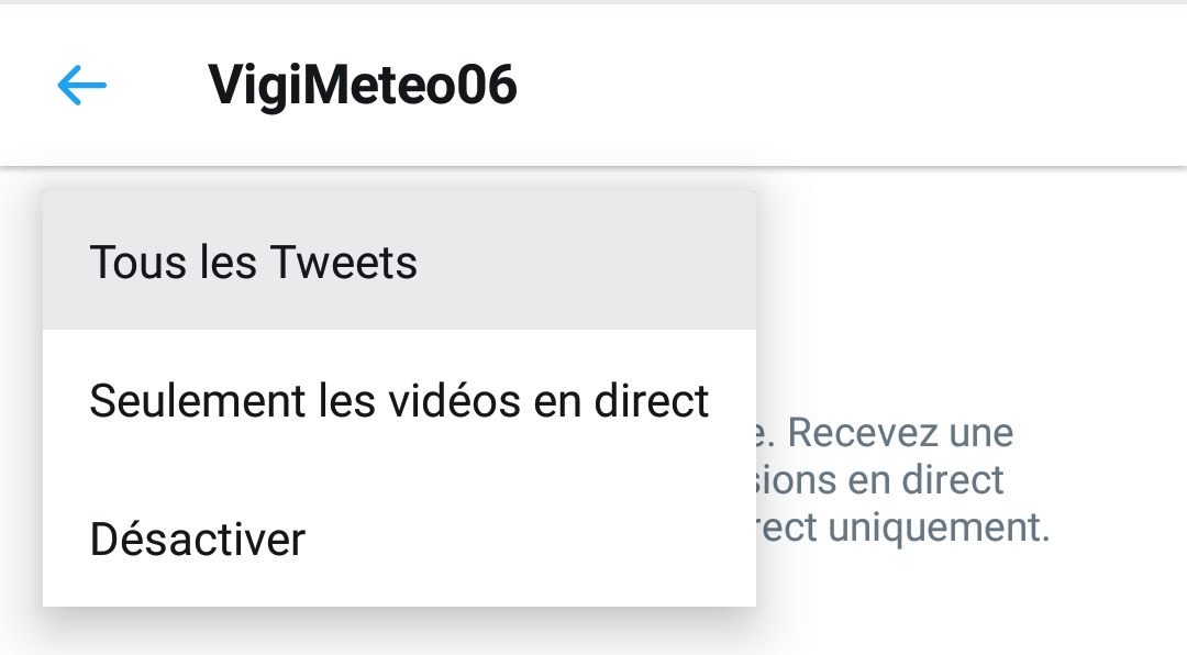 VigiMeteo06's tweet photo. Pour le moment il est en phase BETA, mais pour recevoir une notification en cas de #VigilanceOrange ou autres sur le #dpt06, vous pouvez vous abonner à ce compte twitter en cliquant sur le bouton de "Notifications de compte" ⤵️ https://t.co/1Kc06EvlrD