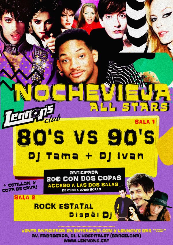 LennonsClub's tweet photo. Nochevieja All Stars! 2 salas, 2 ambientes, 20 euros con dos copas y cava y cotillón! Entradas ya a la venta en: https://t.co/NauvDsGy8n https://t.co/wbZPrMat3V