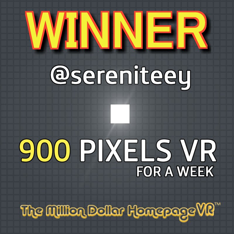 This week's winner, <a href="/sereniteey/">Serenitey</a> already has his #WebVR space on 
milliondollarhomepagevr.com      #VirtualReality