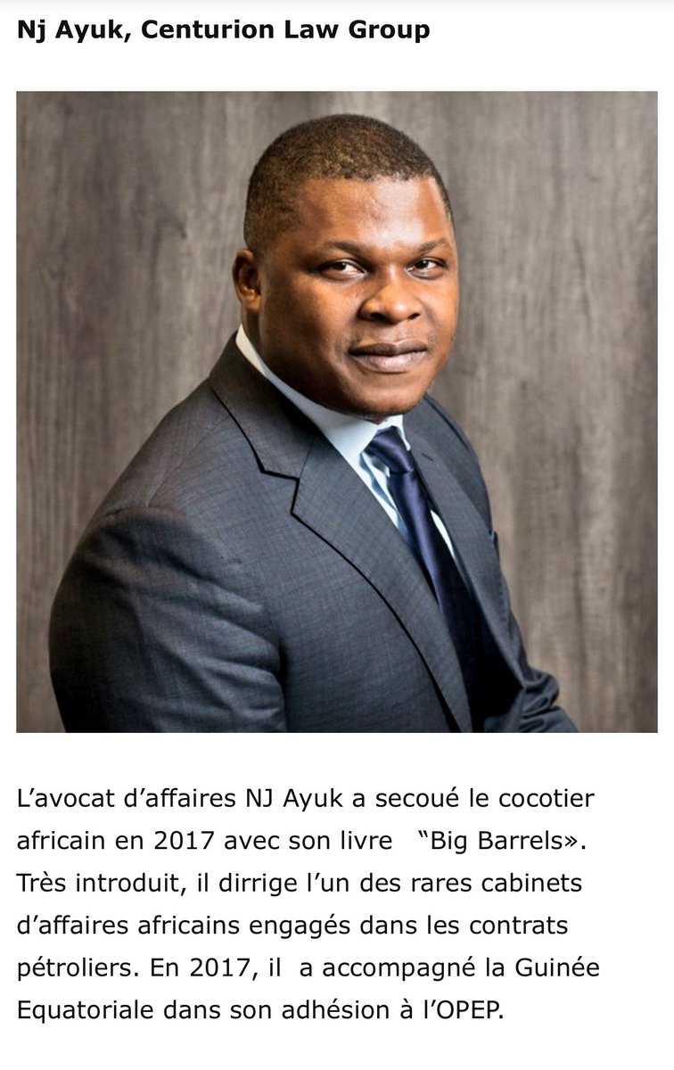 AlbertNchinda's tweet photo. Business lawyer @nj_ayuk, CEO of @Centurion_Law listed among 100 personalities that transform Africa by @Financialafrik. #Cameroon #Cameroun

https://t.co/q0LujcXi0Q https://t.co/6sfJsQ9goY
