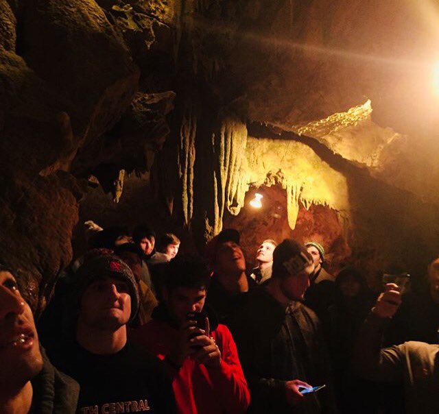 NCCwrestling's tweet photo. The team had an awesome time touring the Dixie Caverns in Salem, VA yesterday. Just another fun thing we get to do thanks to our tremendous alumni and booster support! #ThanksAlumni #ThisIsWhyWeGolf #DayOfGiving https://t.co/cUBWUoeon9