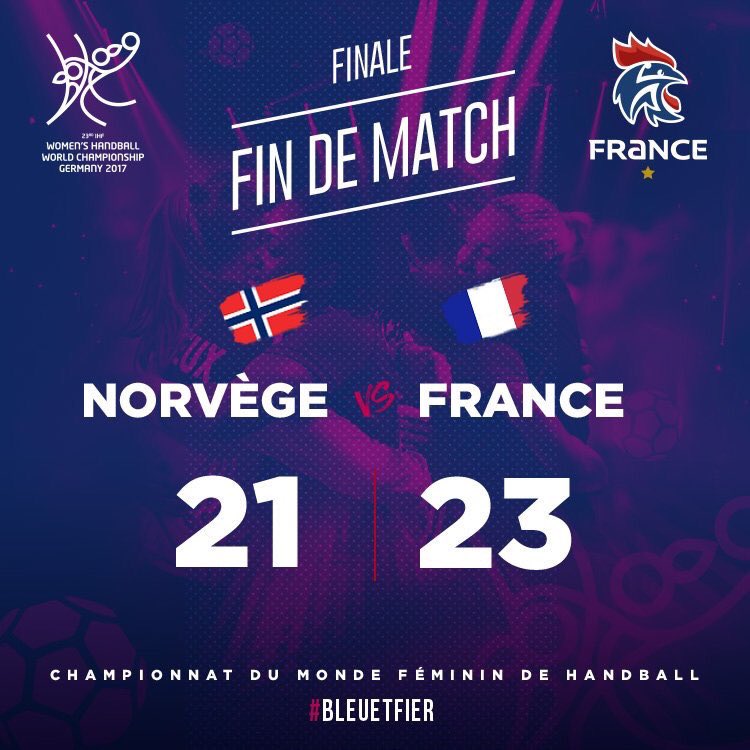 AccambrayW's tweet photo. Bravo les filles 🇫🇷🇫🇷🇫🇷🇫🇷 !!!! 🤾‍♀️Championnes du monde, superbe match 🙌🏻 🎉 !!! Le doublé hommes - femmes en 2017 !!! #handball #france https://t.co/99QbwN6R4x