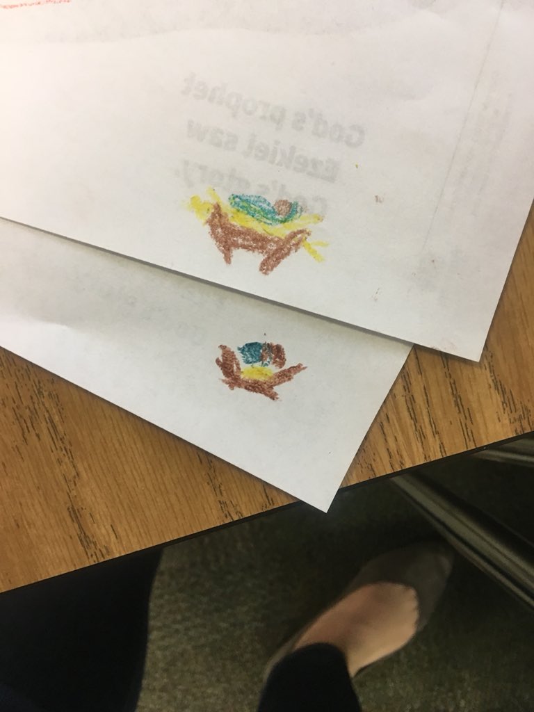 meb_97's tweet photo. The kid that acts like he hates me copied my picture of Jesus and it a little bit melted me 

#threesandfours https://t.co/2FoizeU2HE