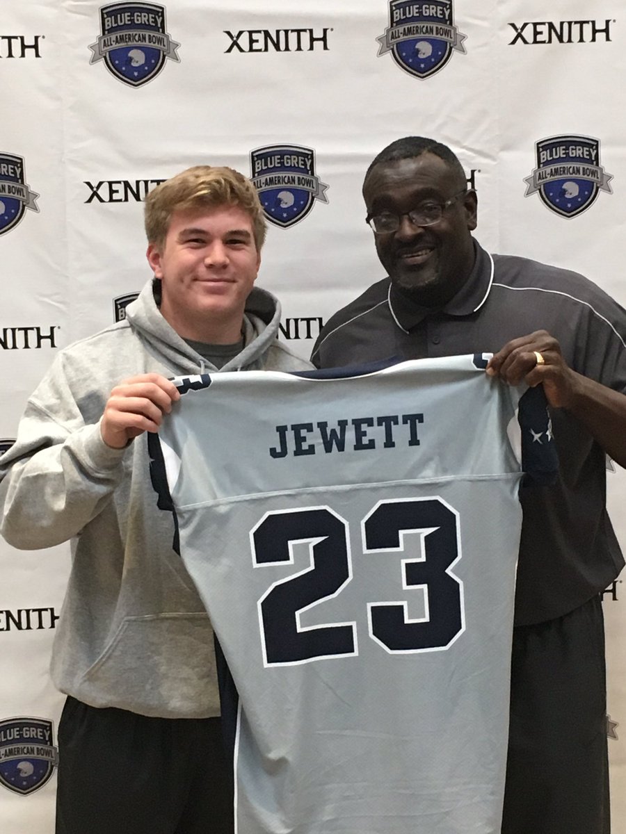 julieajewett's tweet photo. Michael Jewett #23 in the Blue/Grey All American Football Bowl game tomorrow in Dallas at AT&T stadium at 6 pm #jerseypresentation #weareSJ #soproud https://t.co/IesSx6dDF2