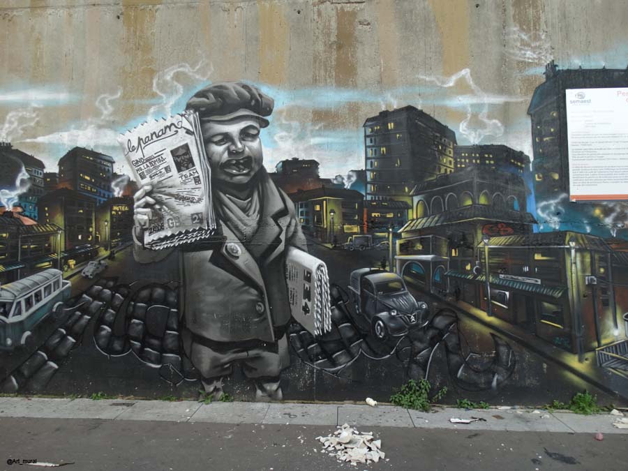 Art_mural's tweet photo. #Paris20 #Streetart le vendeur de journaux par #MgLaBomba & #FrancoisTworode & #SunSeÏ + ici : https://t.co/PzAERd7hkE https://t.co/jnyRfCjpNF