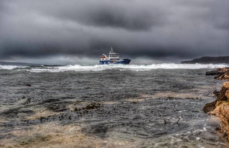 The ‘Spirit of Rathlin’ battling the stormy waters beautifully captured by Douglas Cecil 📷⛴🌊🌊
