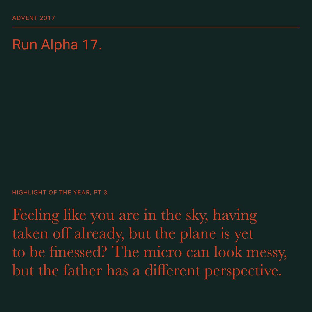 alphacourseuk's tweet photo. “The micro can look messy, but the father has a different perspective.” — Rachel Hughes.
A highlight of 2017 was our time under the #RunAlpha17 roof together; getting to know you, getting to know all about you and linking up with the people to help you on your way. https://t.co/C5ZewaYf7B
