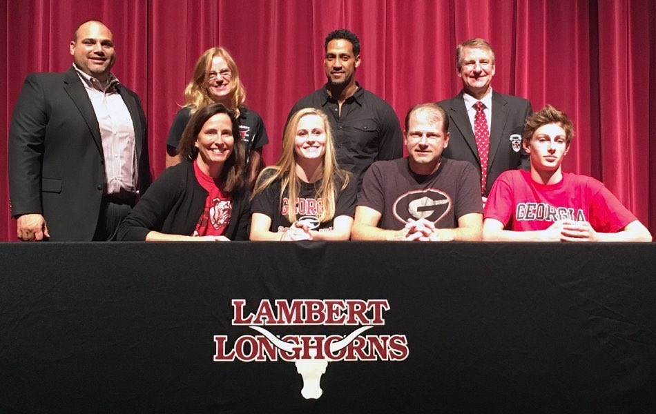SwimDiveLambert's tweet photo. Congrats to Caroline Aikins, a Longhorn, for committing to swim at the University of Georgia! #hookem https://t.co/9mCuimCNrg
