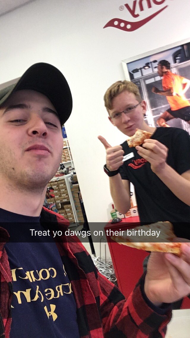 connors_finn's tweet photo. Big shoutout to the ultimate bro @johngillen55 driving an hour round trip to bring me a birthday pizza at work. man I️ pity those haters and losers who don’t have a friend like him!! Sad. If you know John let him know you love him bigly. #johnisthebest https://t.co/NNhTjK1yaW