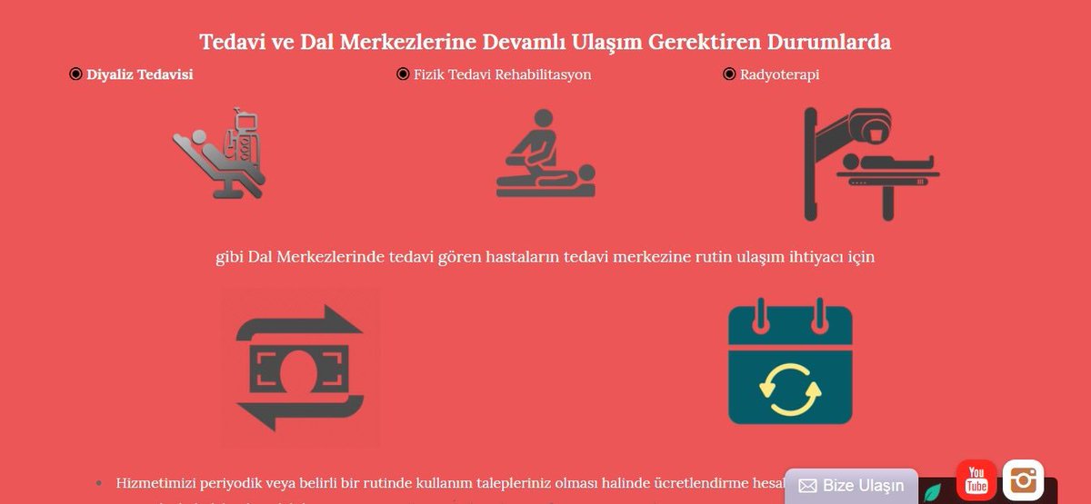 Diyaliz Merkezi Fizik Tedavi merkezleri ve Radyoterapi gibi Tedavi ve Dal Mekezlerine devamlı ulaşımda Engelli, Yaşlı ve Hastalara Özel Destekli Ulaşım #diyalizulaşımı #fiziktedaviulaşımı #radyoterapiulaşımı #diyalizulasimi #fiziktedaviulasimi #radyoterapiulasimi