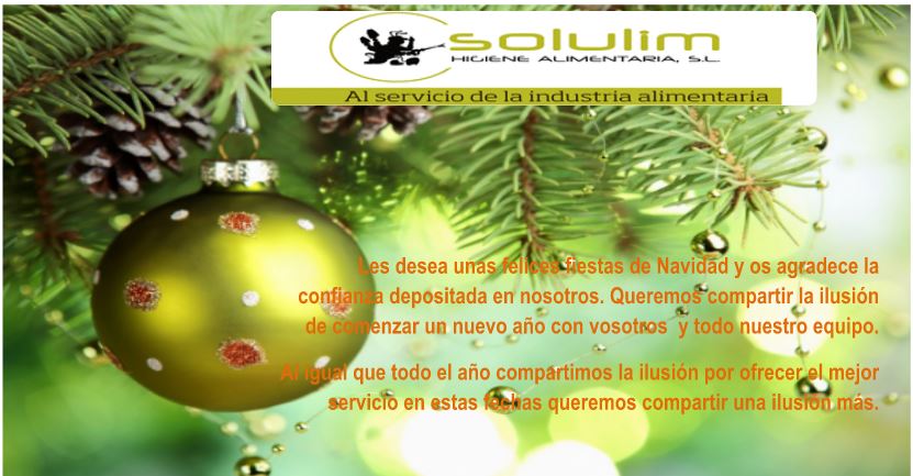Solulim's tweet photo. Navidad es tiempo de compartir nuestras ilusiones con las personas más importantes y para Solulim, vosotros sois la parte esencial de nuestra ilusión ¡Feliz Navidad! #Solulim #Limpiezaindustriasalimentarias https://t.co/ix8mzTDmp0