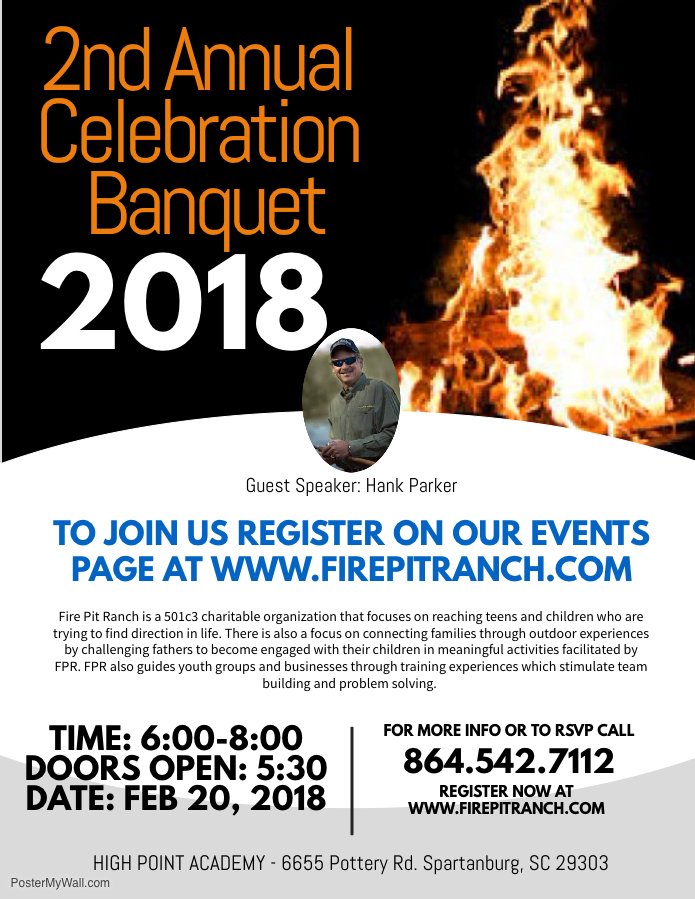 Our 2nd Annual Celebration Banquet online registration is open! Tickets can be purchased on our website. firepitranch.com/events-calendar