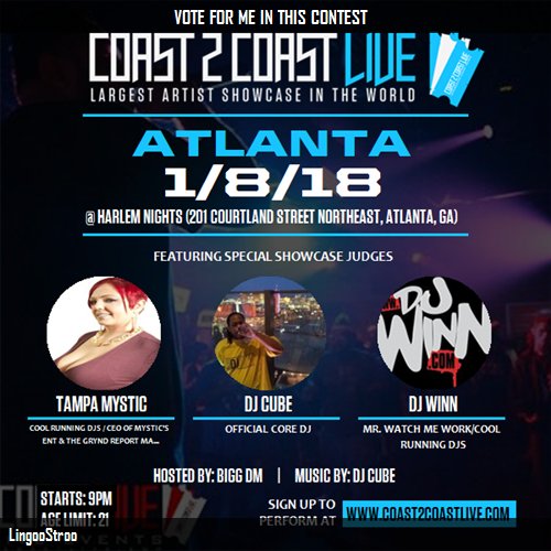 J4KStroo's tweet photo. I voted for LingooStroo to perform for $50K at #Atlanta Edition 1/8/18! https://t.co/pqBR6LuGF3 #Coast2Coast https://t.co/L3L6tGRRAI