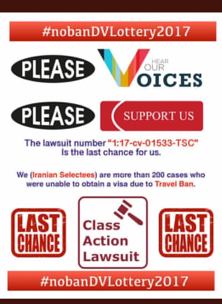 s_dtlb's tweet photo. Please help  DVlottery selectees 2017 in last chance @ACLU_DC  #Dvlottery
#nobanDVlottery2017
@ADCtweets
@MuslimAdvocates
@OmarJadwat
@YolandaCRondon
@neal_katyal
@FindJusticeLaw
 @JB_Cox @AtghIgov @steve_vladeck @lylden @RepYvetteClarke @just_security @WSJ @ACLU https://t.co/BrQKvYVj7m