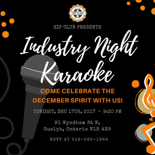 Join us tonight for <a href="/sipclub/">sipclub</a>'s Industry Night #karaoke ! For reservations, please call us at 519-265-1964.