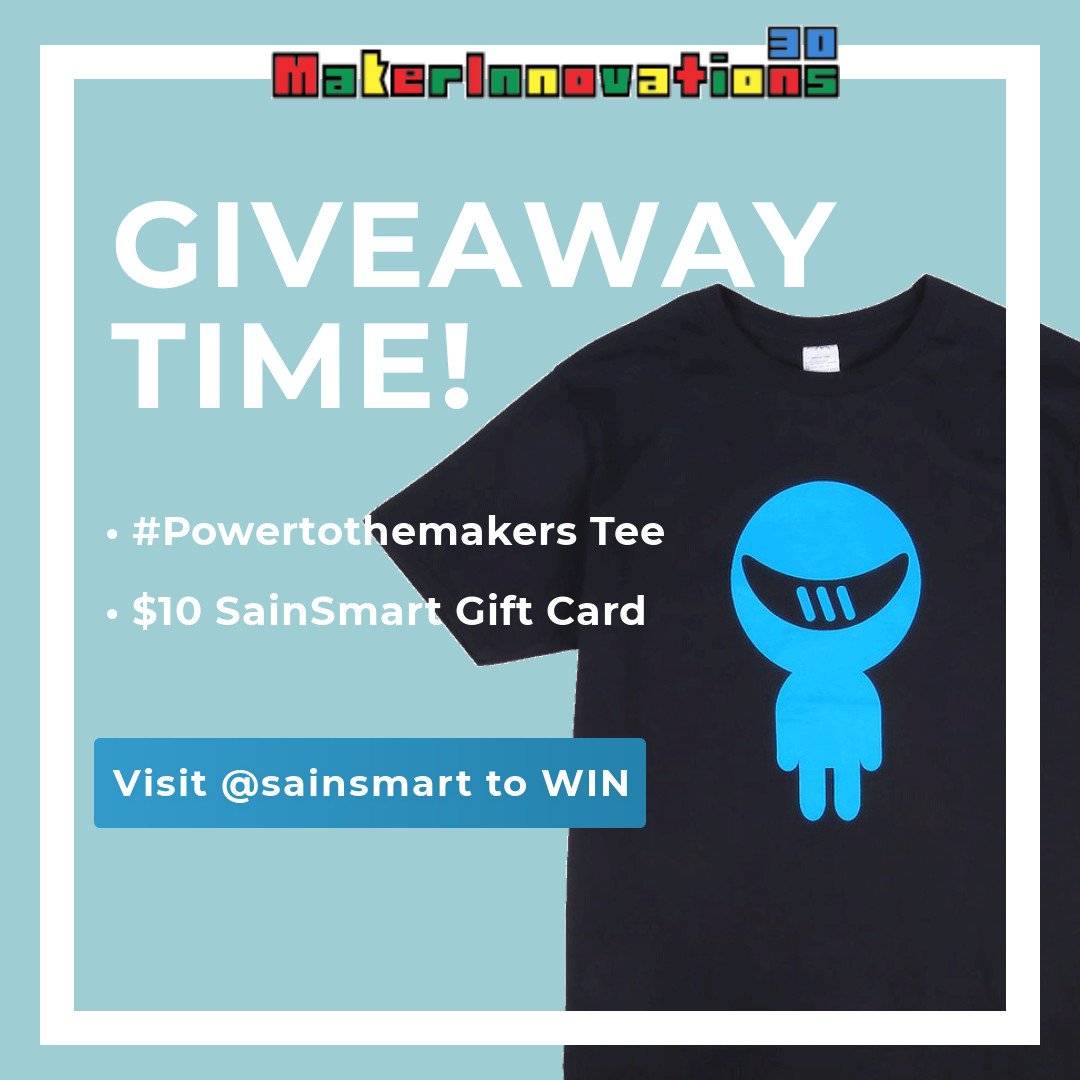This months giveaway is now LIVE over at makerinnovations3d.com/giveaways This time we've teamed up with <a href="/Sain_Smart/">SainSmart</a> to bring you the famous #PowerToTheMakers T-Shirt PLUS a $10 Gift Card! Enter Now!