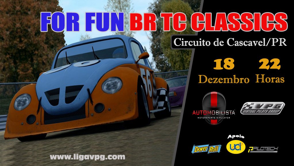 LigaVPG's tweet photo. No último For Fun antes do recesso de natal, a Liga VPG realiza mais um teste. Vamos acelerar no MOD BR Touring Car Classics. 
Você é nosso convidado: https://t.co/lItLZcJhMV

#Automobilista, #TCClassics #Fusca #Gol #Passat #Uno #AMS https://t.co/PmsjuVtcZw