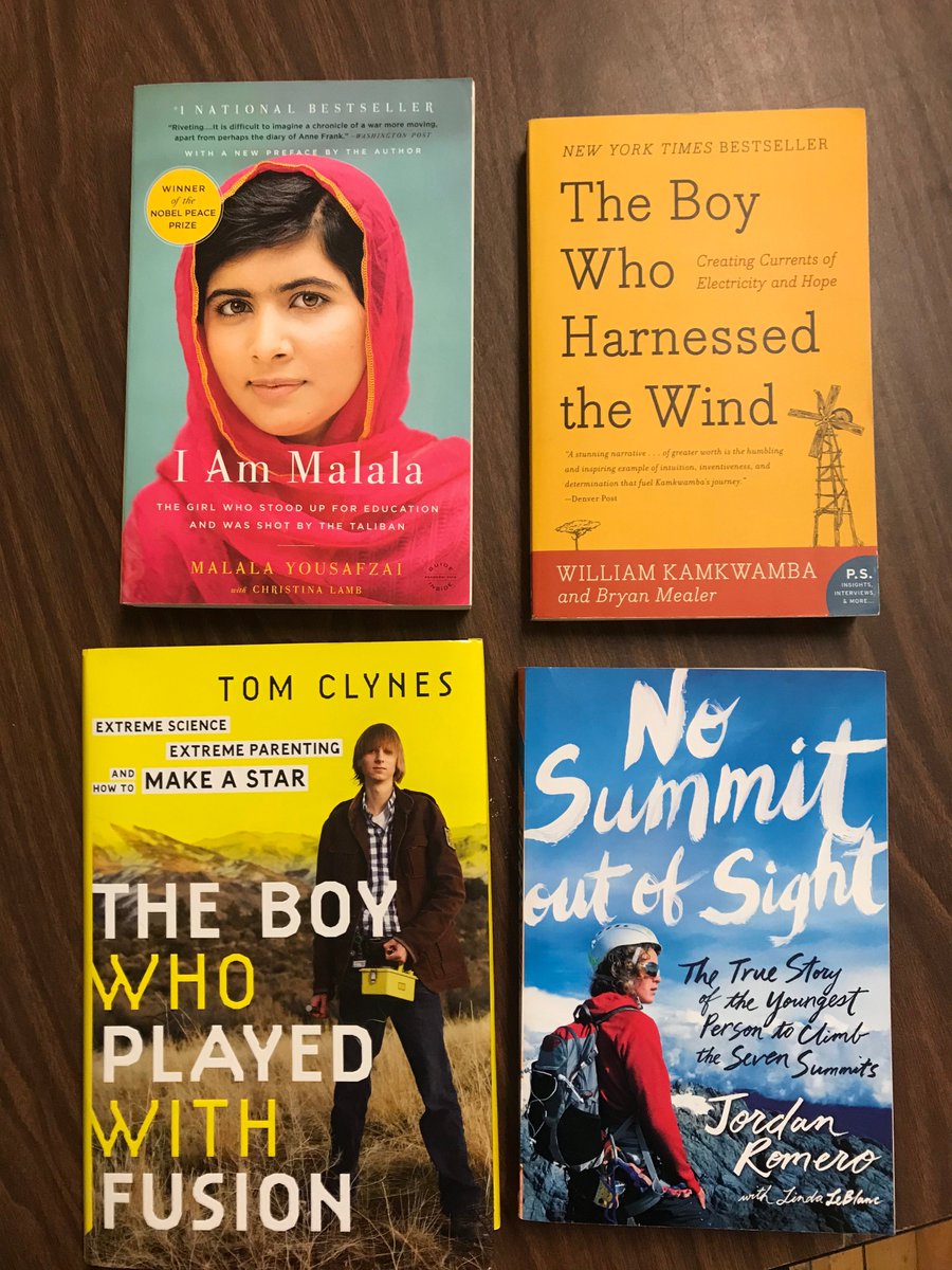 jesslahey's tweet photo. My students' favorite books about teens doing amazing, inspiring things. https://t.co/YaEno5QYSU