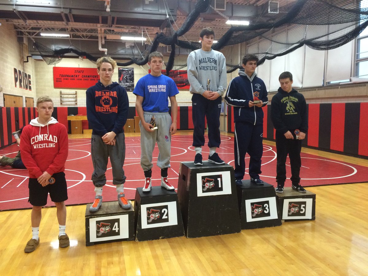 DelmarWrestling's tweet photo. Howdy Duncan Results: 106 Isaac Oneal 1st place, 120 Jammell Copes 4th place, 132 Sam Oneal 4th place, 160 Isaac Brumbley 6th place, Team 10th place https://t.co/ms9LqdO6F0