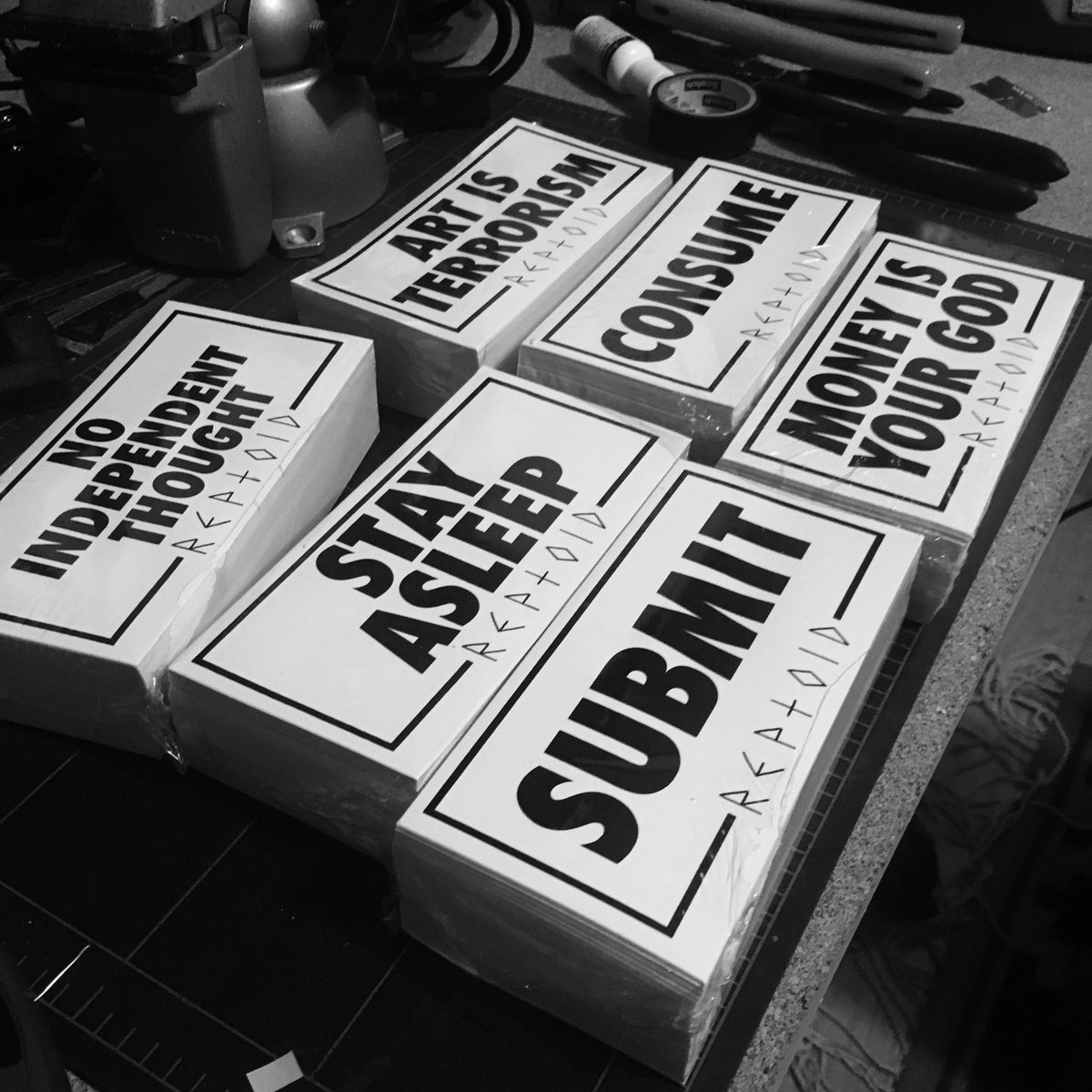 "THEY LIVE" INSPIRED STICKERS NOW FOR SALE ONLINE. LINK BELOW. PURCHASE NOW OR STAY ASLEEP FOREVER. #theylivewesleep #stayasleep