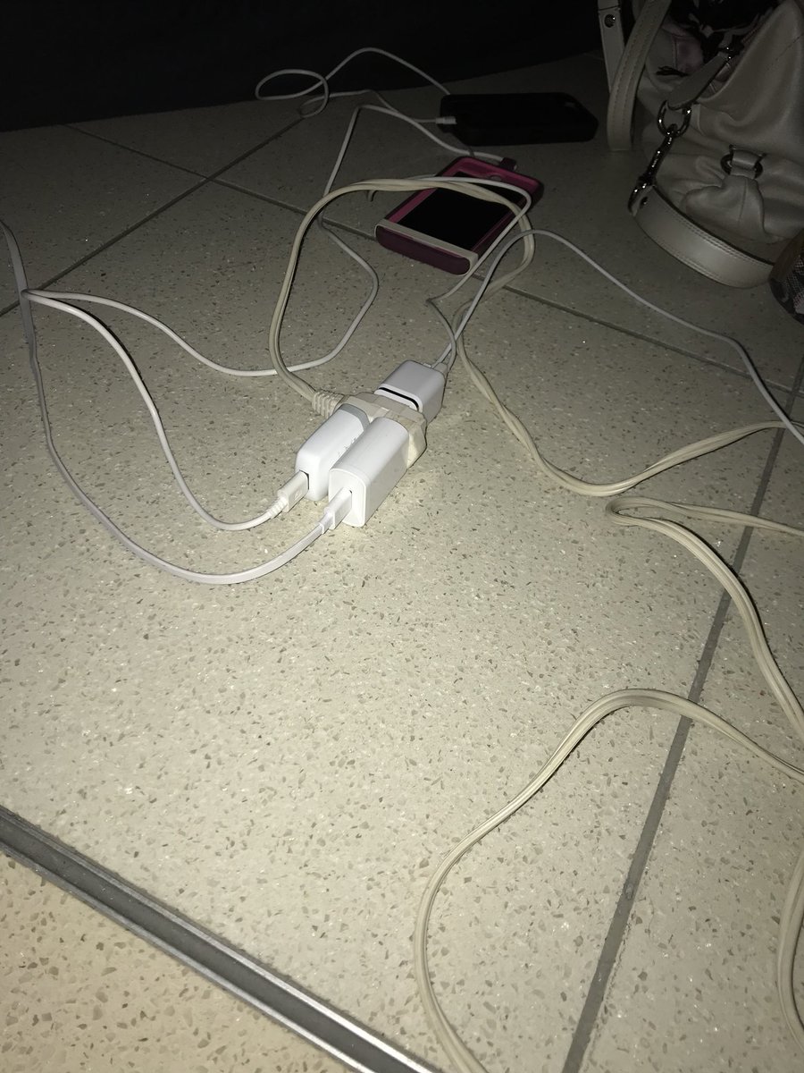 JonGordon11's tweet photo. Found a secret place where the plugs worked. We once gathered around fires. Now we gather around this. #stuckinATL https://t.co/eZgDzJEvzj