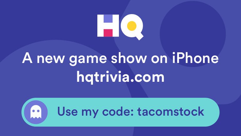TerryComstock's tweet photo. I’m playing a game called @hqtrivia. You should play too. Use my code ‘tacomstock’ to sign up https://t.co/1eZG5krE5d https://t.co/VuSpxF32Xf