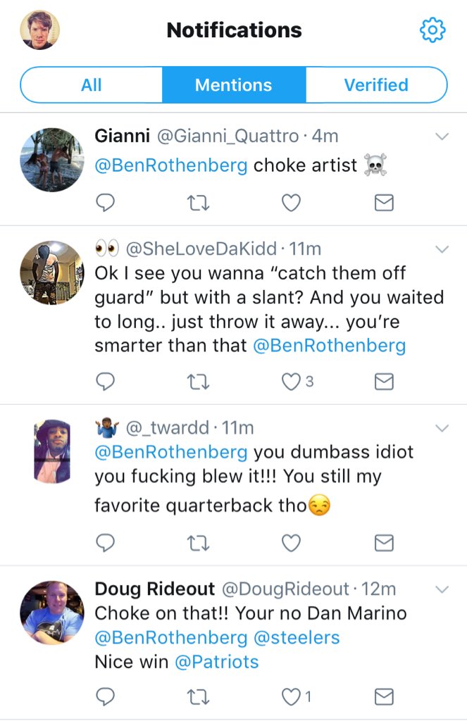 Ben Rothenberg (@BenRothenberg) on Twitter photo 18/12/2017 16:54:39 Steelers lost, I gather. Steelers lost, I gather.