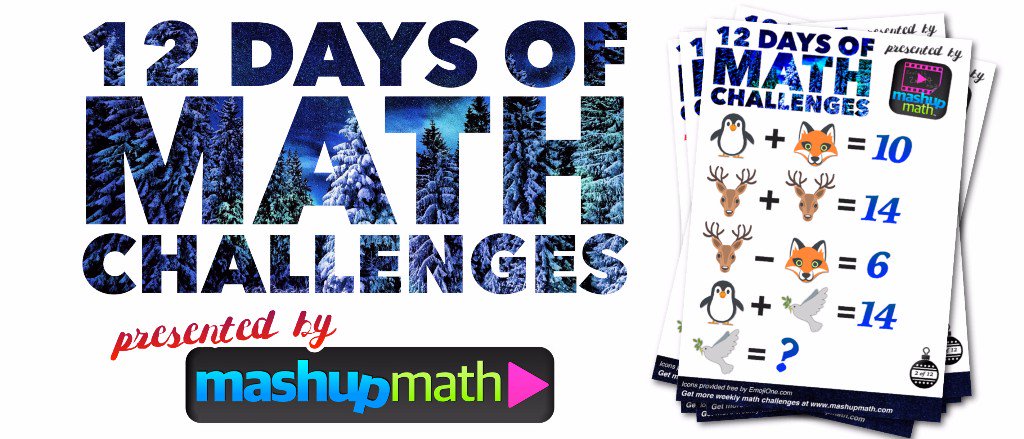 mashupmath's tweet photo. It's here! Are your kids ready for 12 Days of Holiday Math Challenges? https://t.co/NxkgRrVWjd #iteachmath #MTBoS #mathchat #edchat https://t.co/qQm2L9pzeb