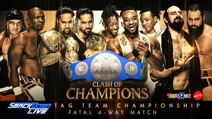 TheOWSNetwork's tweet photo. Four of @OfficalWWEStars' premier tag teams will CLASH when @OWSUsos put their #SDLive #TagTeamTitles on the line TONIGHT! #OWSClash @LustOfDivinity #TrueKofi #WWEBigE #WWEGable #Sheltyb803 #RusevBUL #WWEDramaKing https://t.co/rzoHuoRW8X