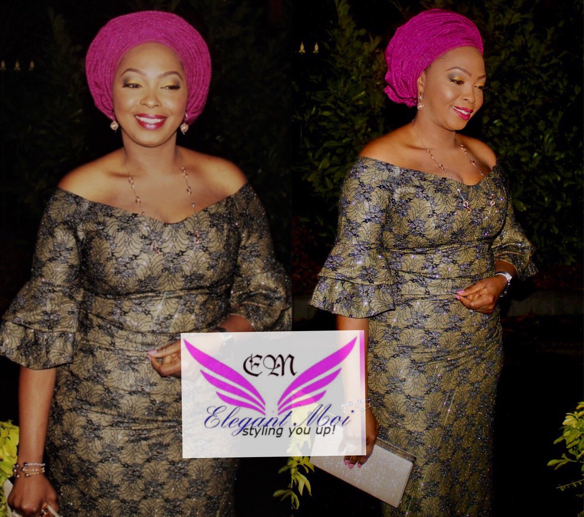 ElegantMoi2's tweet photo. When Our Black and Gold Dust Fabric meets Magenta Coloured Aso Oke the result is Elegance👌🏽#elegantmoi#stylingyouup! https://t.co/7kwZwfX4GE