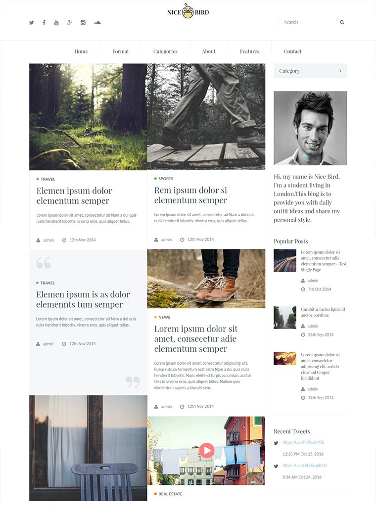 theemonofficial's tweet photo. Bringing you the nicely created #blog #WordPress_themes for your informative blog. Get the more exposure online with the #NiceBird theme and attract more readers on your website.
Price: $49
Click to know more: https://t.co/4l71VBRxvs https://t.co/tu7HSRiq40