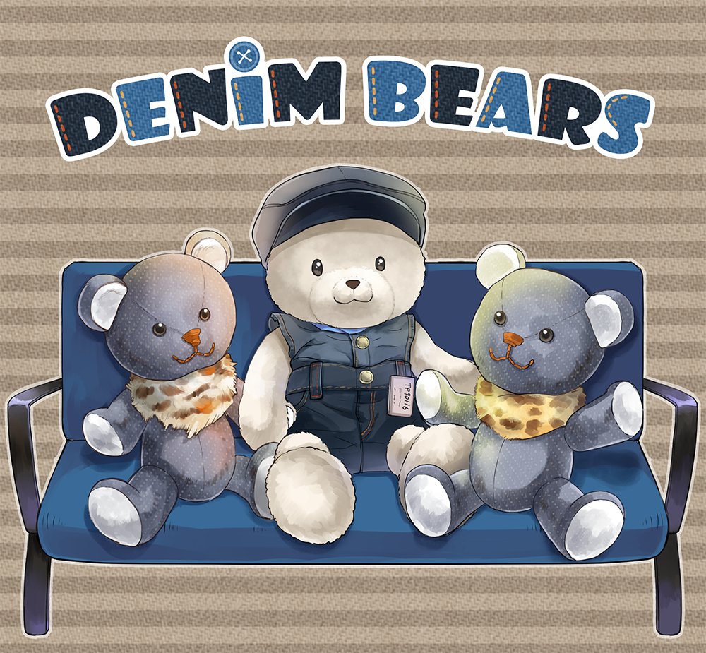 mogumogu_tako's tweet image. #備中備後デニムコンテスト
「デニムのおともだち」
自分が持ってたデニム生地を写真にとってテクスチャとして使ってみました🐻