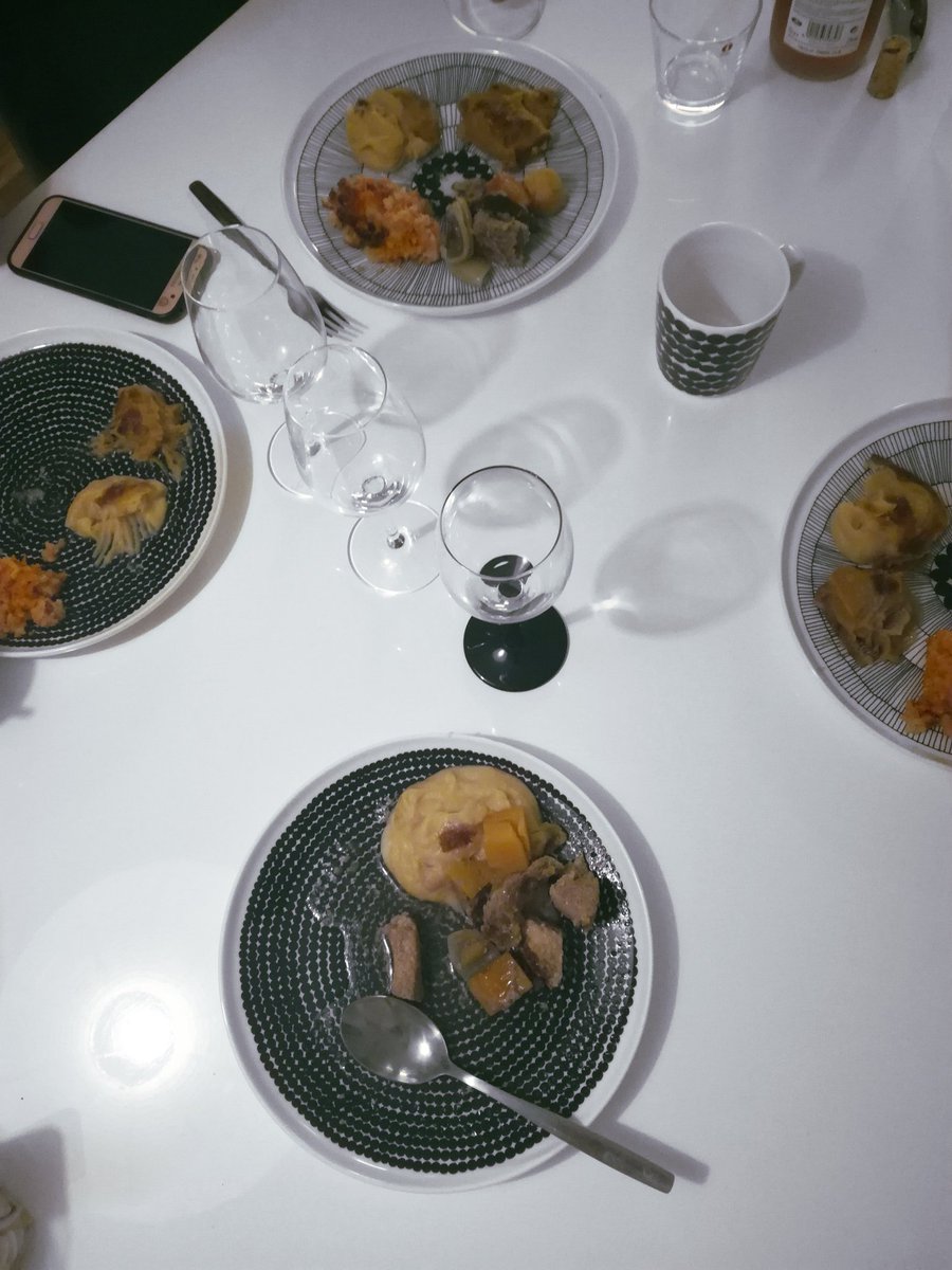 Yodanette's tweet image. We made a small christmas dinner the other day. Anu did the food and I did the gingerbread house. You can see how well that house turned out lol. #cookinggenius