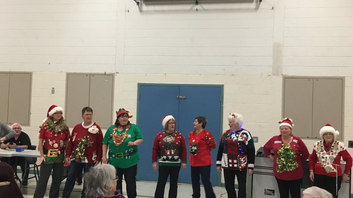 AngieSaldon's tweet photo. Ugly Christmas Sweater at Bingo and Karen came in 3rd LOL 🎄🎅🏻 https://t.co/hX4sjMRK7E