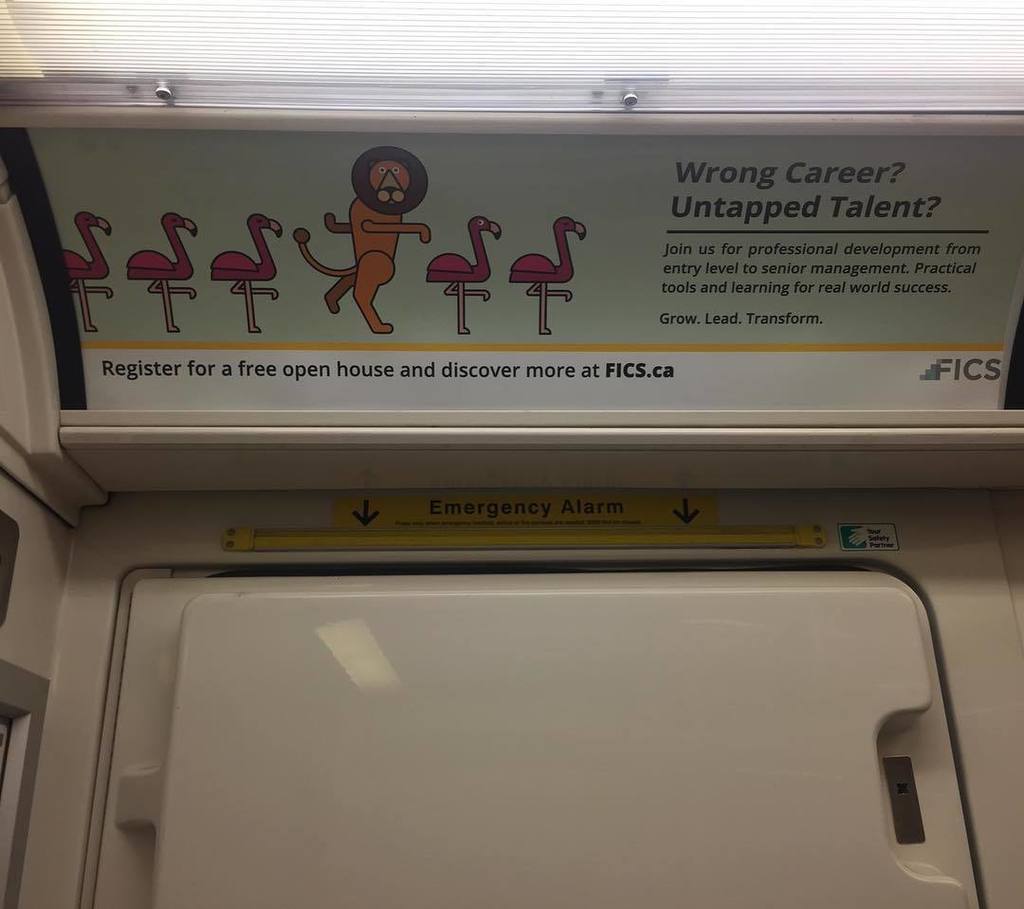 Hashvertising's tweet photo. Wrong career? A lion 🦁 stuck between flamingos! Excellent Advertising by FICS (Facilitated improvement for corporate success)

PS: notice how the flamingo in front of the lion is alert and scared! 
#minimalist #advertising #ttcads https://t.co/C8j8ZZ71Us