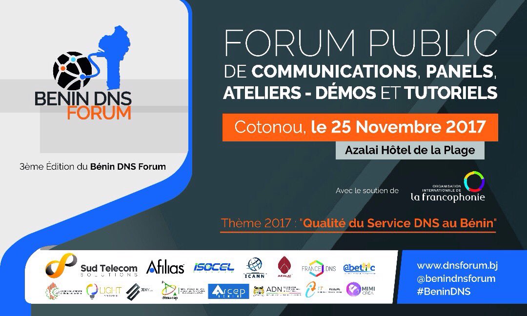 benindnsforum's tweet photo. "Il est important de souligner que le Bénin est le premier pays de la région à adapter le Forum régional sur le DNS au niveau national "
Boite aux lettres de EMEA, sur la participation de l'ICANN au Bénin DNS Forum. #BeninDNS #AfricaDNS #Wasexo @igbanetorg
https://t.co/yCmT3Ovz2f https://t.co/Ub5657A47f