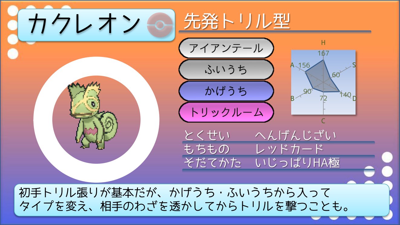 てつぼう ポケモンusum育成サンプル 変幻自在カクレオン アイテはカプ意識 特防はそれなりなので一応戦えます 先発トリルをさせるなら偵察も兼ねさせようということで レッドカードを持たせています T Co Yrwzqg5cd2 Twitter