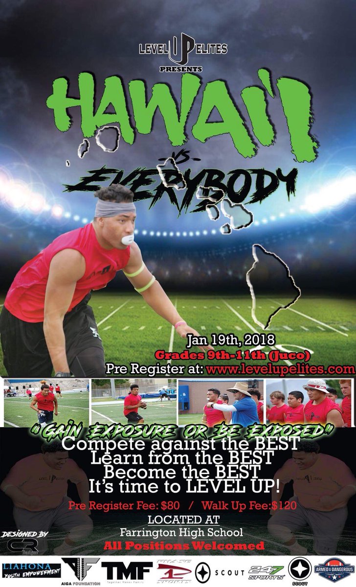 levelupelites's tweet photo. 🚨ATTENTION HAWAII🚨
It’s time to LevelUp!
Jan. 19th 2018!
Farrington HS
5-9pm
Level 🆙 Elites
🏝HAWAII VS EVERYBODY🏝
🔥🔥SHOWCASE🔥🔥
🚨GAIN NATIONAL EXPOSURE🚨
Grades 9th-11th
Pre-registration- $80
Walk Up Fee- $120
⬇️Sign Up Now⬇️
https://t.co/qNy93stRwF https://t.co/bxKFID9Wz3