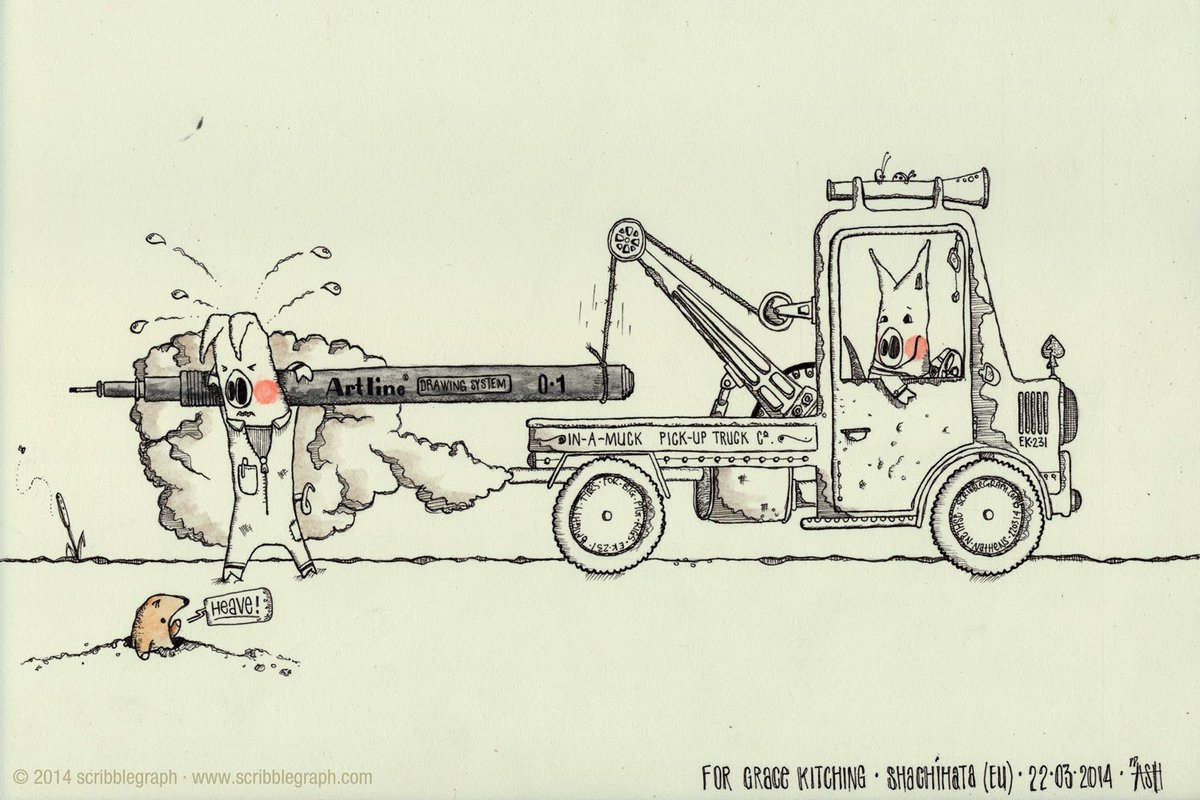 scribblegraph's tweet photo. Pigs hard at work in the In-A-Muck Pick Up truck. Illustrated for Grace at @ShachihataEU (Artline) in London for the London Stationary Show • https://t.co/ftLSrXlZrI

Shared for @PiggieSupreme 
#Flashback #illustration #Artline @artlineid @ArtlineAUS https://t.co/dW8atgIhYB